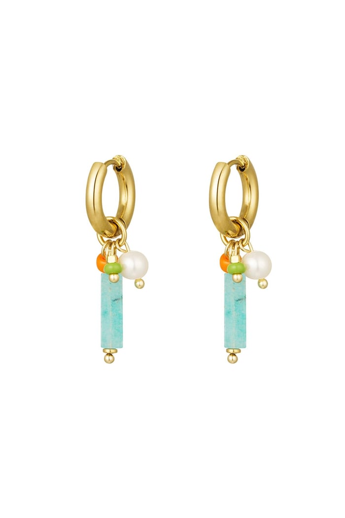 Orecchini pendenti con barra Green & Gold Stainless Steel 
