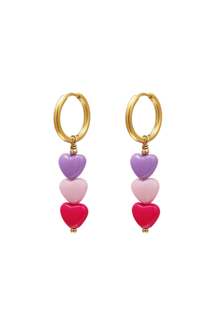 Bunte Herz-Ohrringe - #summergirls-Kollektion Rosa Edelstahl