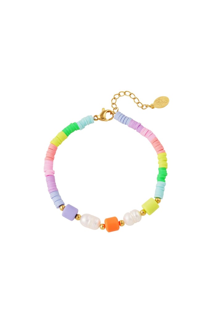 Kleurrijke parels armband - Rainbow collectie Multi Stainless Steel 