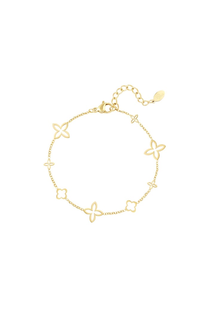 Bracelet avec breloques trèfle ouvert Couleur or Acier inoxydable 