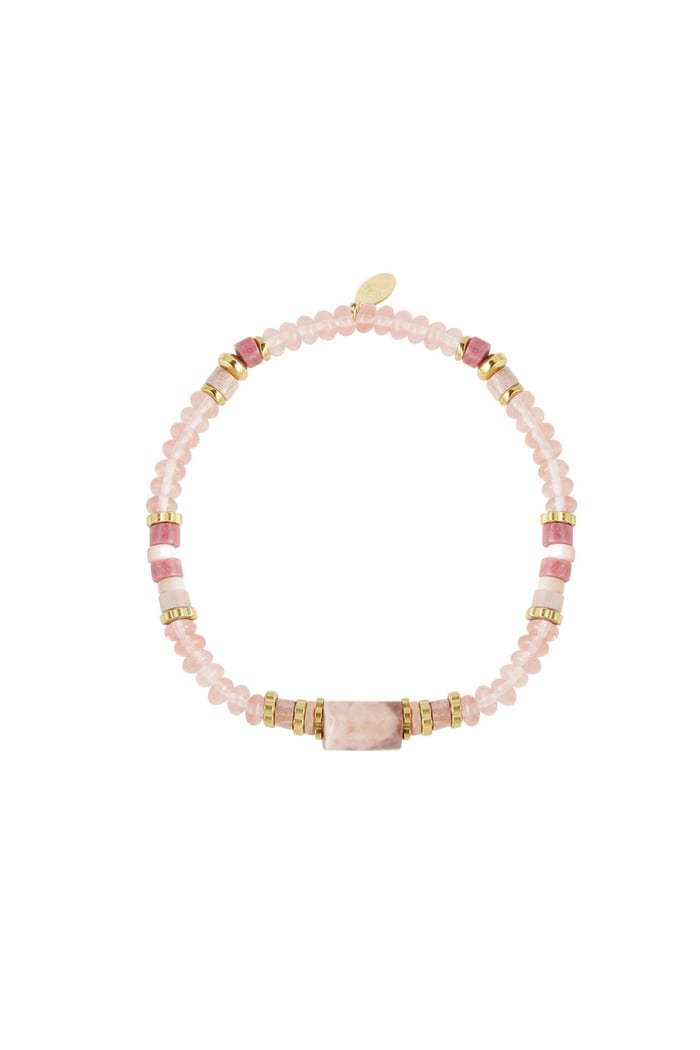 Armband Perlen Party - Kollektion Natursteine Grün & Goldfarbe Edelstahl 