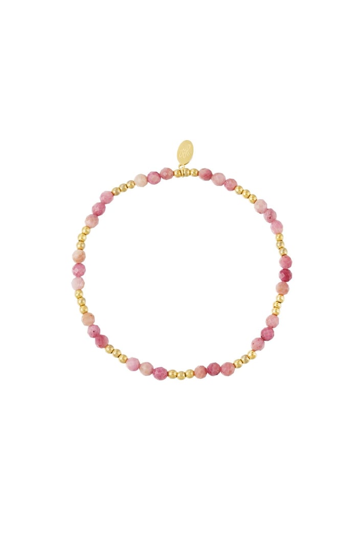 Buntes Perlenarmband - Kollektion Natursteine Grün & Goldfarbe Edelstahl 