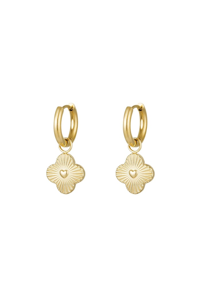 Pendientes corazón flor Color dorado Acero inoxidable 