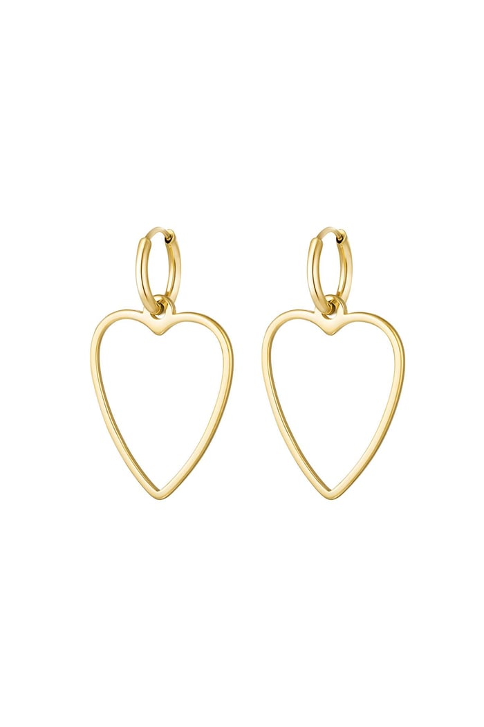 Ohrringe grundlegendes Herz Goldfarbe Edelstahl 