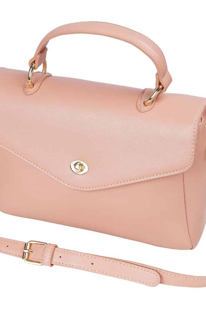 PU Kunstledertasche mit Griff und Schultergurt und Metalldetails Rosa Polyurethan h5Bild8