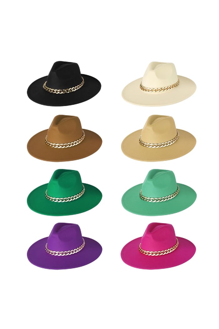 Fedora hat with chain Green Polyester h5Picture5