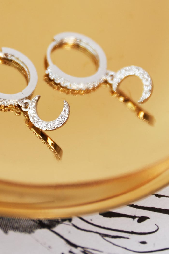 earrings sparkling moon plata chapado en  Imagen2