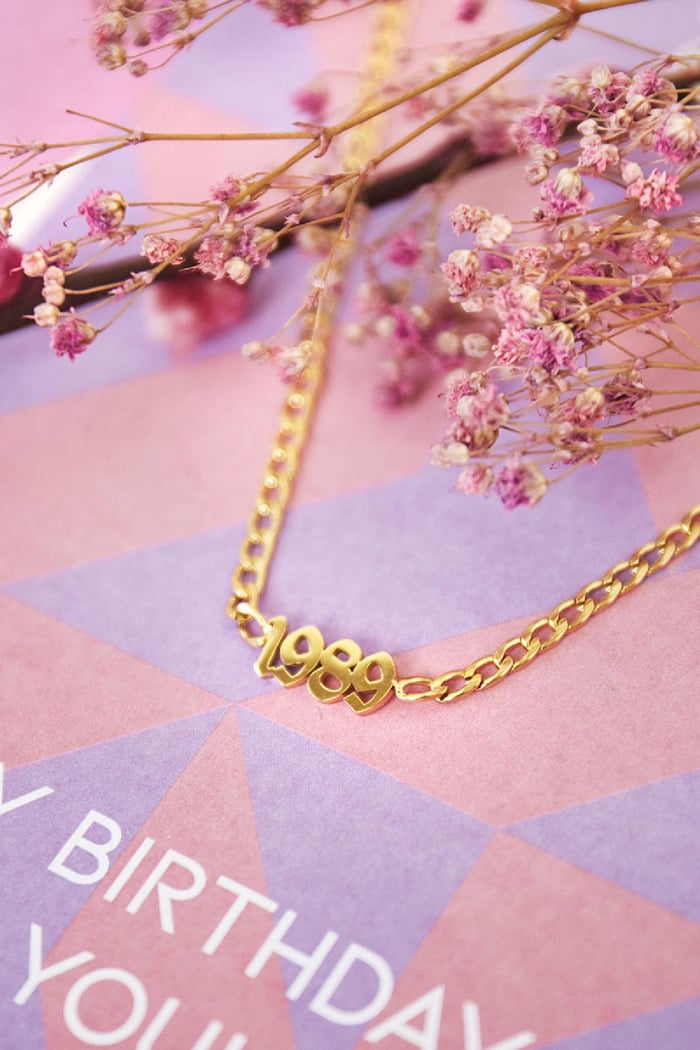 Necklace Happy Year Of Birth - 1990 Gold Color Stainless Steel Picture2