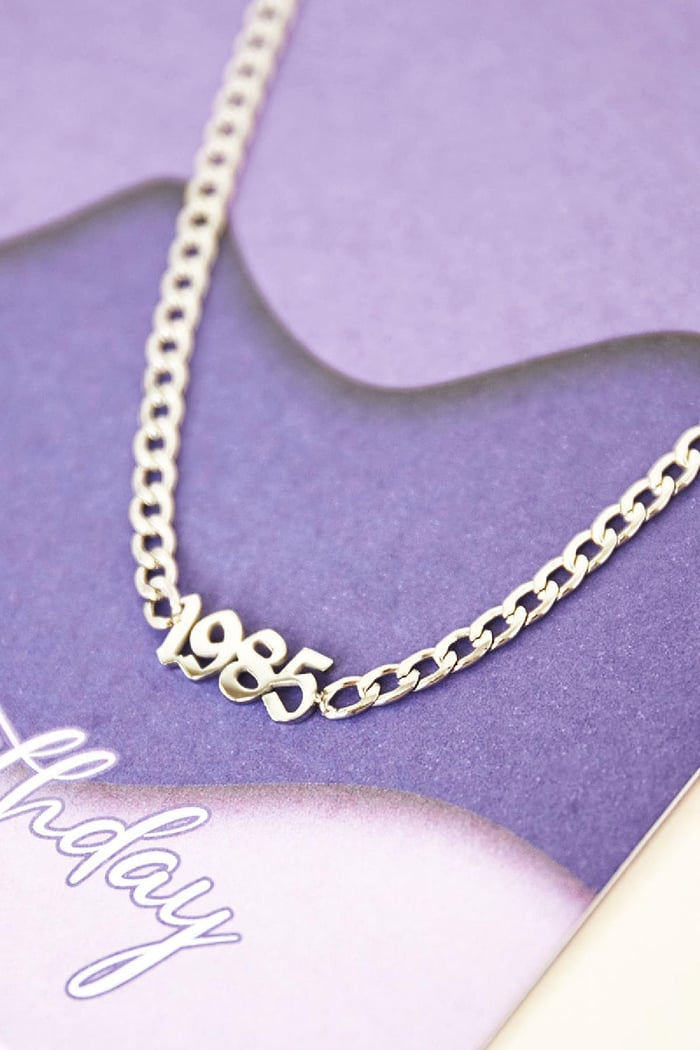 Necklace Happy Birthday Years - 1987 Silver Color Stainless Steel Picture2