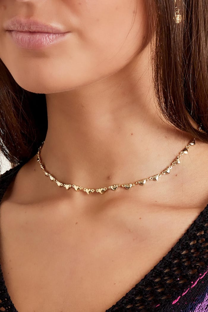 Ketting Full of Hearts Goud kleur Gold Color S Afbeelding3