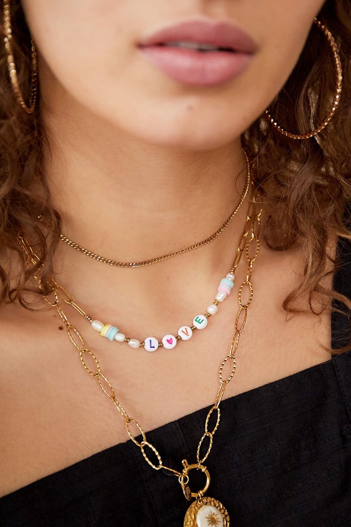 Edelstalen ketting Love Goud kleur Stainless Steel Afbeelding3