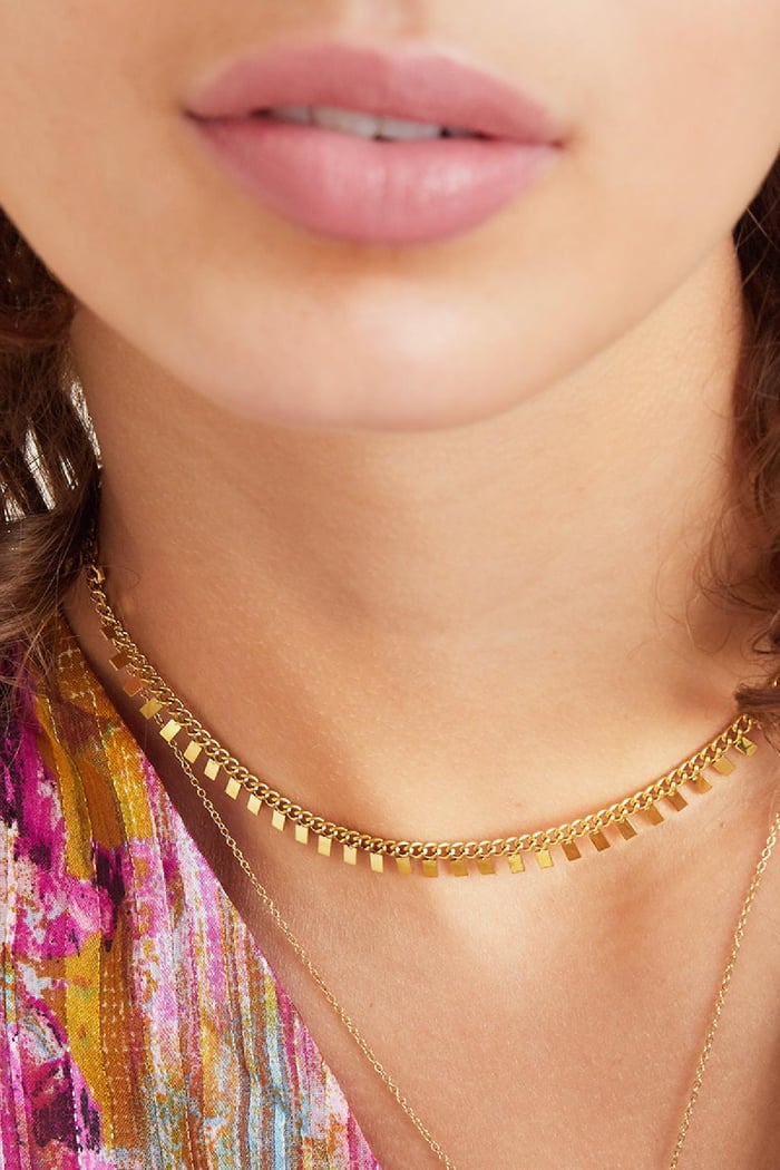 Roestvrijstalen ketting vierkanten Goud kleur Stainless Steel Afbeelding3