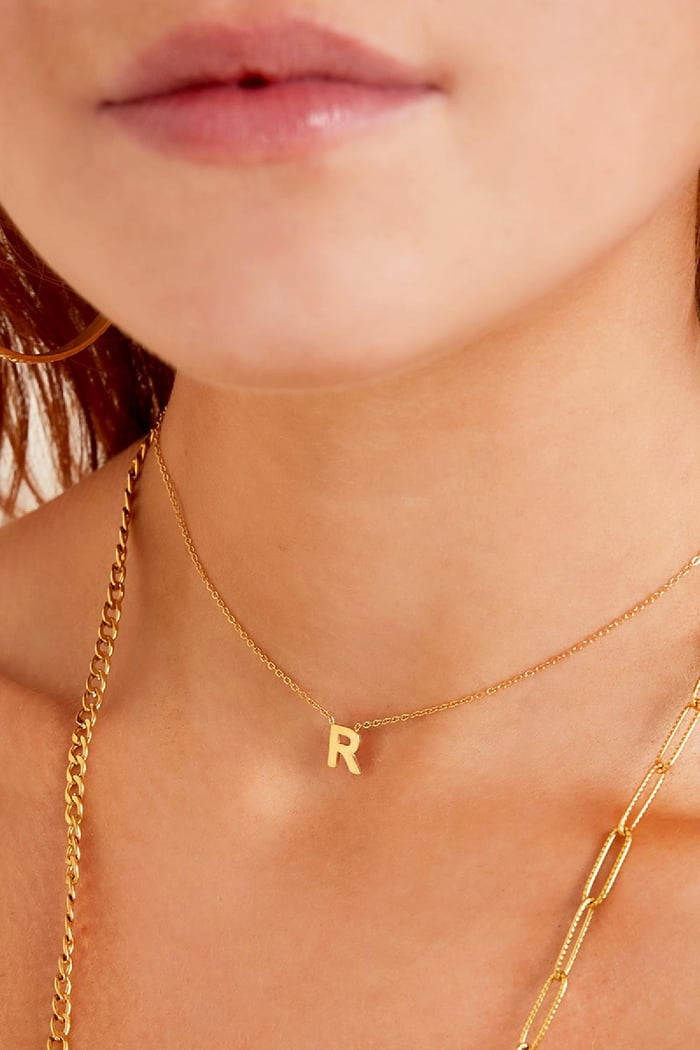 Edelstalen ketting initiaal C Goud kleur Stainless Steel Afbeelding3