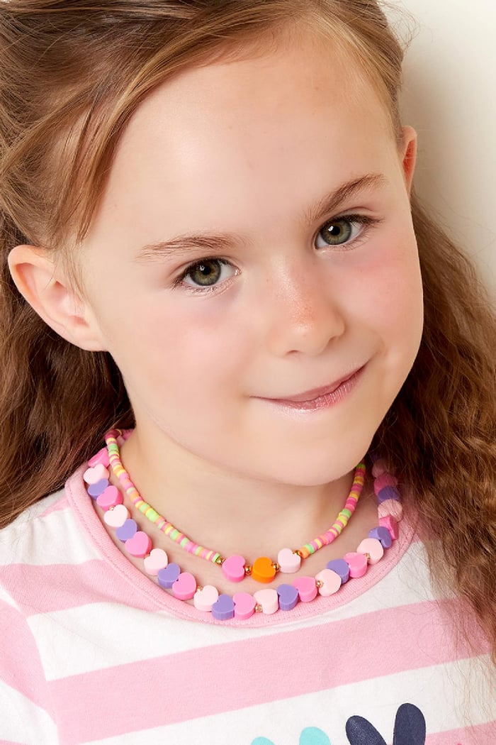 Kids - pink hearts necklace - Mother-Daughter collection Rose polymer clay Picture2