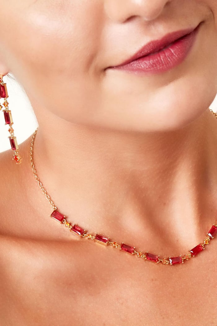 Halskette mit farbigen Steinen - Kollektion Sparkle Fuchsia Kupfer Bild4