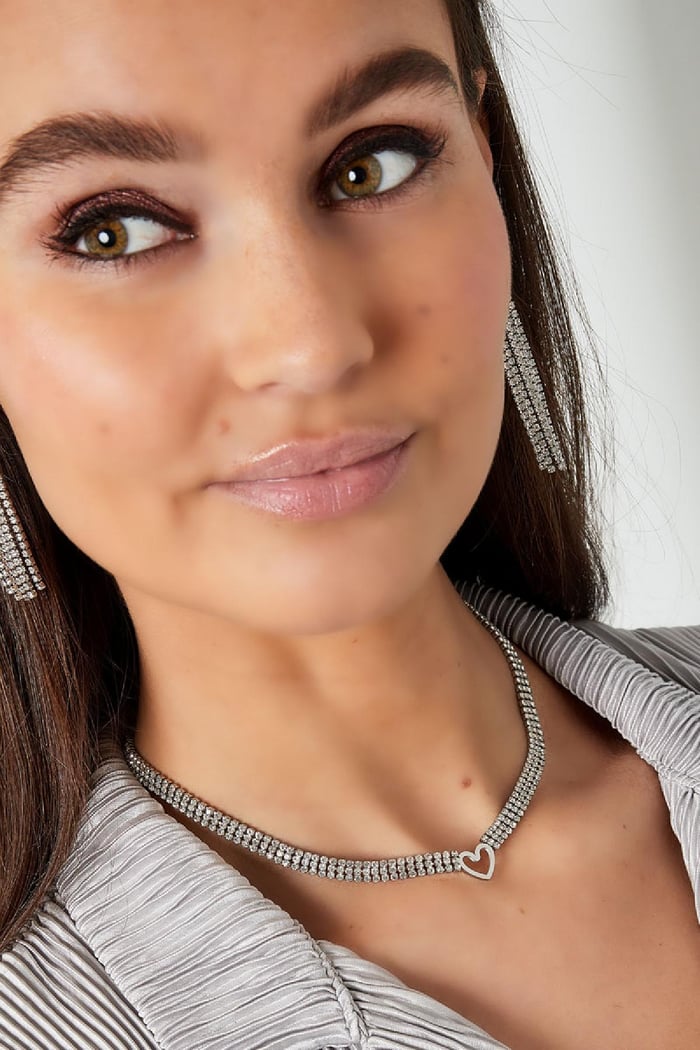 Halskette Herz mit Zirkonia Silber Edelstahl Bild2