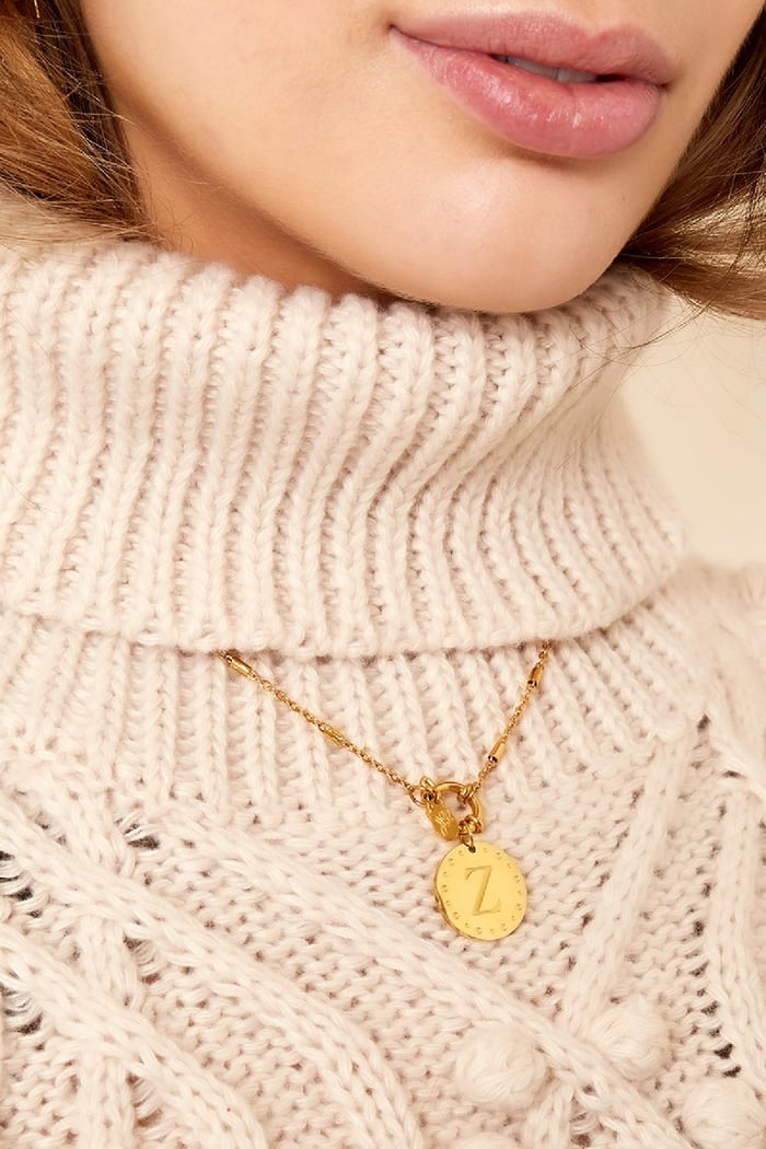 Kreisanhänger Initiale G Goldfarbe Edelstahl Bild3