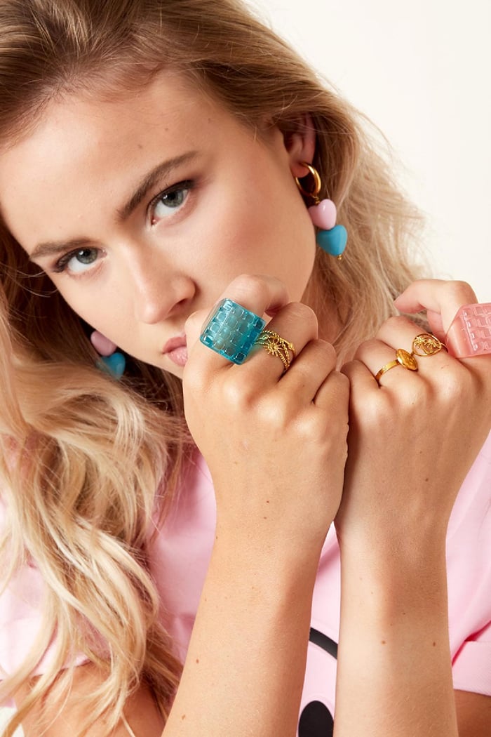 Snoep ring kubus Geel Resin 18 h5Afbeelding2