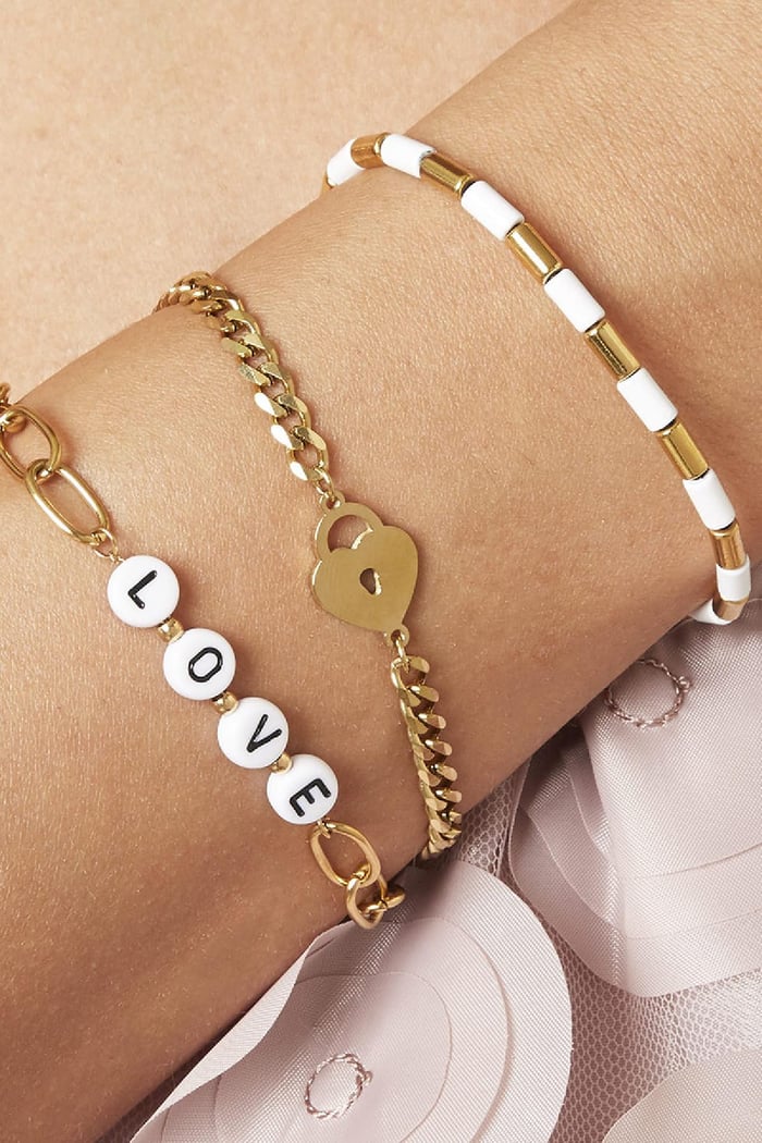 Bracelet Beads Love Silver Color Stainless Steel Picture2