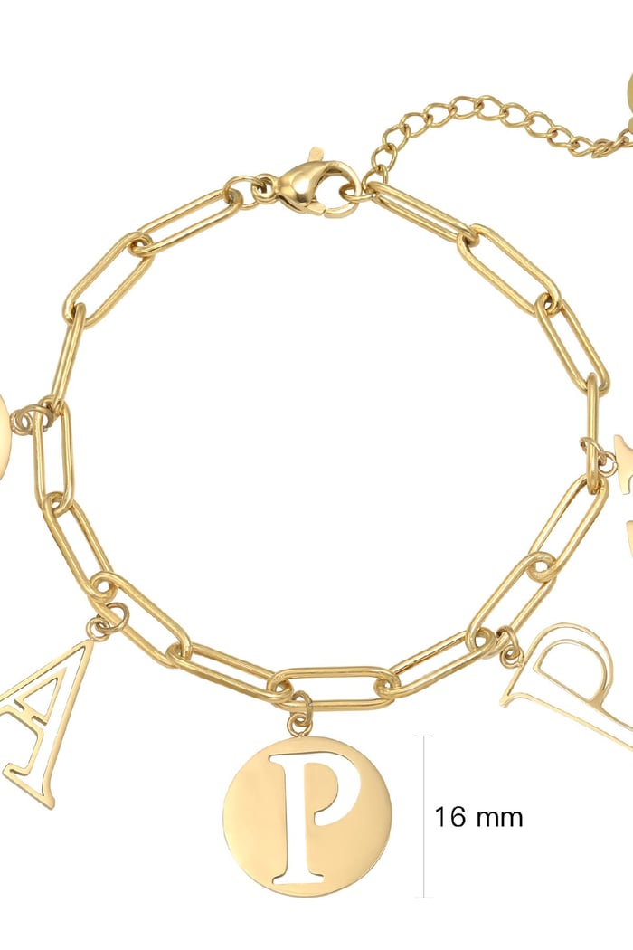 Bracelet Letters Happy Gold Color Stainless Steel Picture2