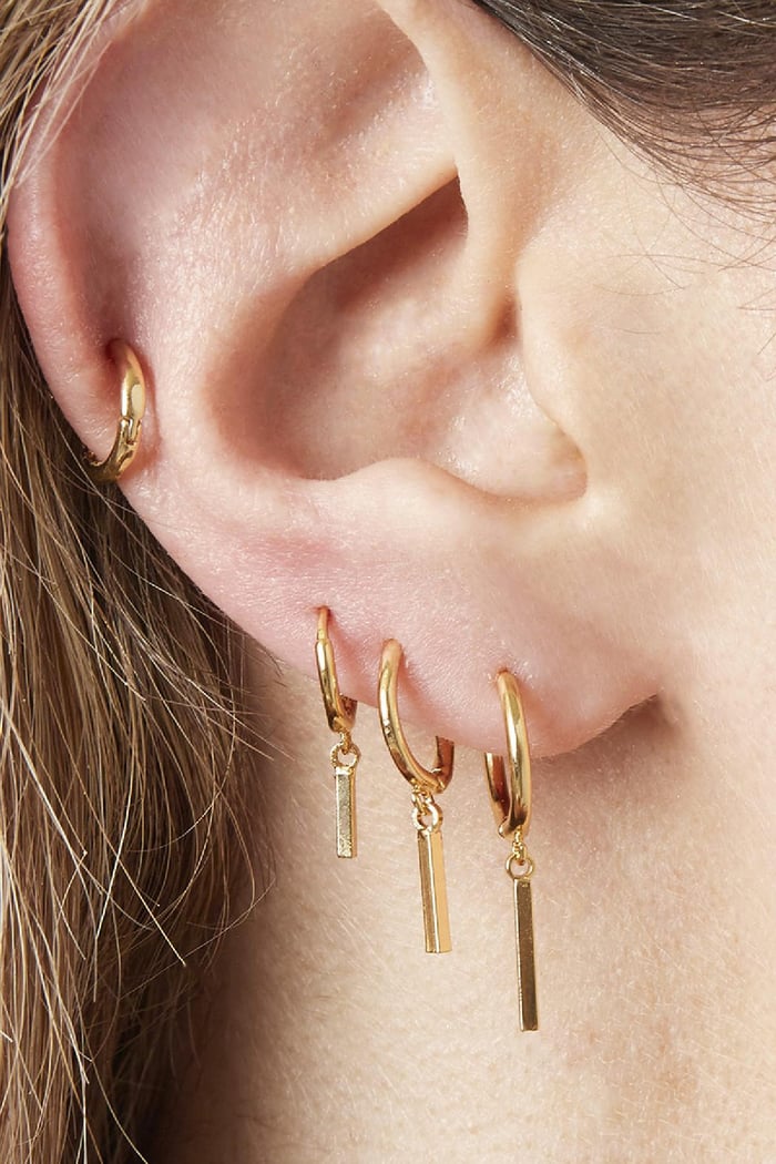 Oorbellen Set Minimalistic Bar Zilver Koper Afbeelding2