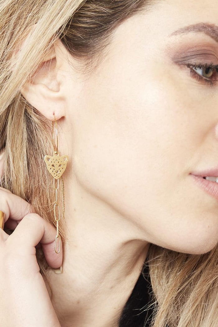 Boucles d'oreilles Chained Tiger Acier inoxydable Image2