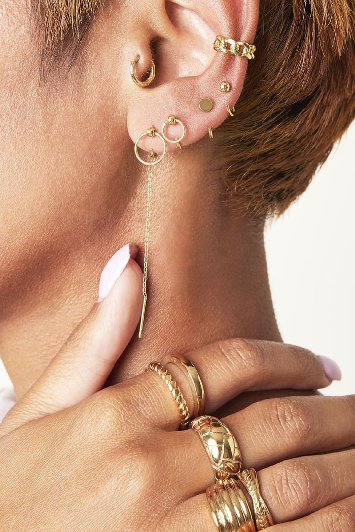 Earcuff Chained Goud kleur Koper Afbeelding2