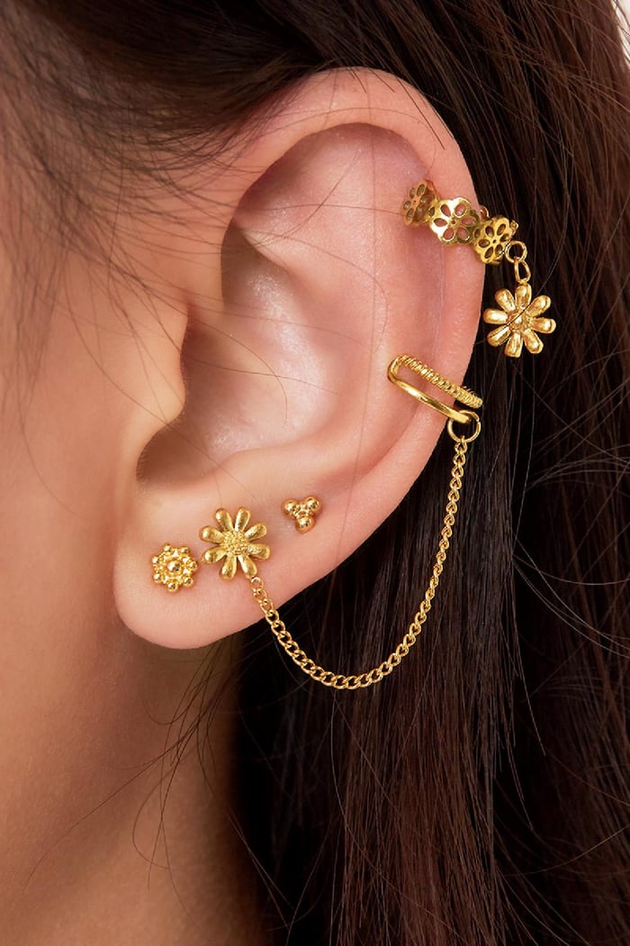 Roestvrijstalen ear cuff bloem Zilver Stainless Steel Afbeelding2