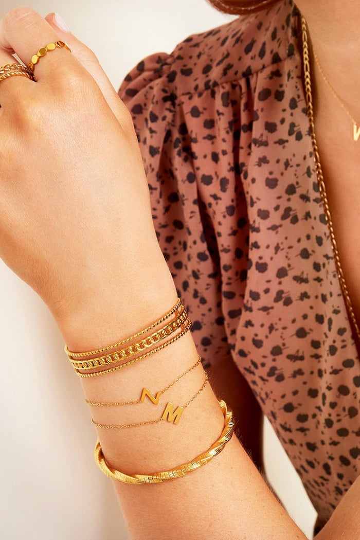 Roestvrij stalen armband initiaal O Goud kleur Stainless Steel Afbeelding2