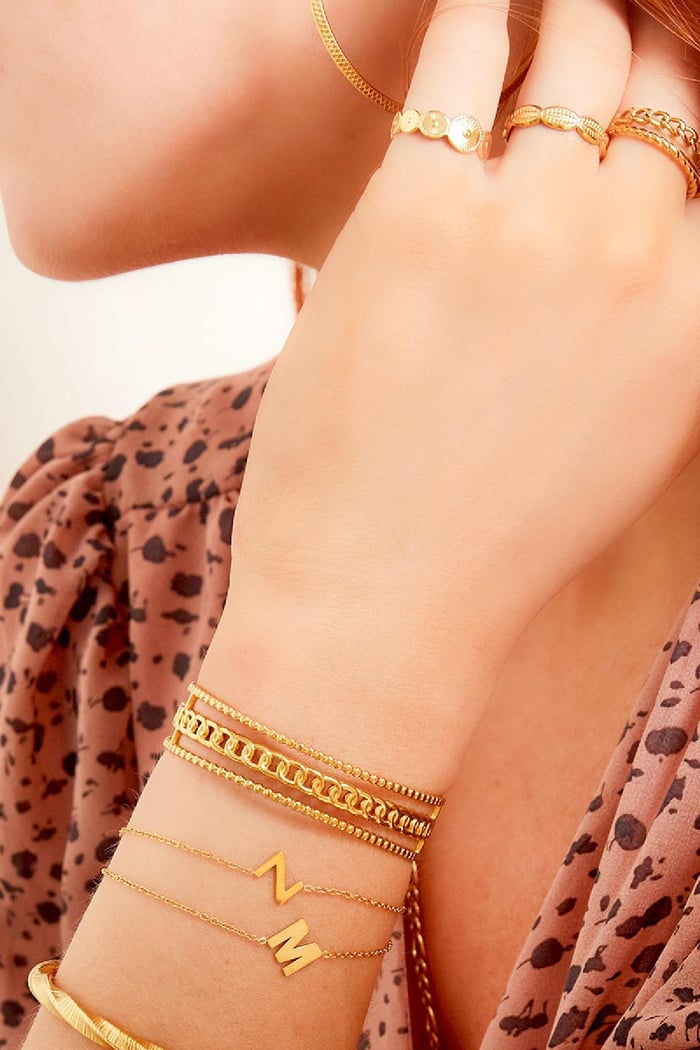 Roestvrij stalen armband initiaal O Goud kleur Stainless Steel Afbeelding3
