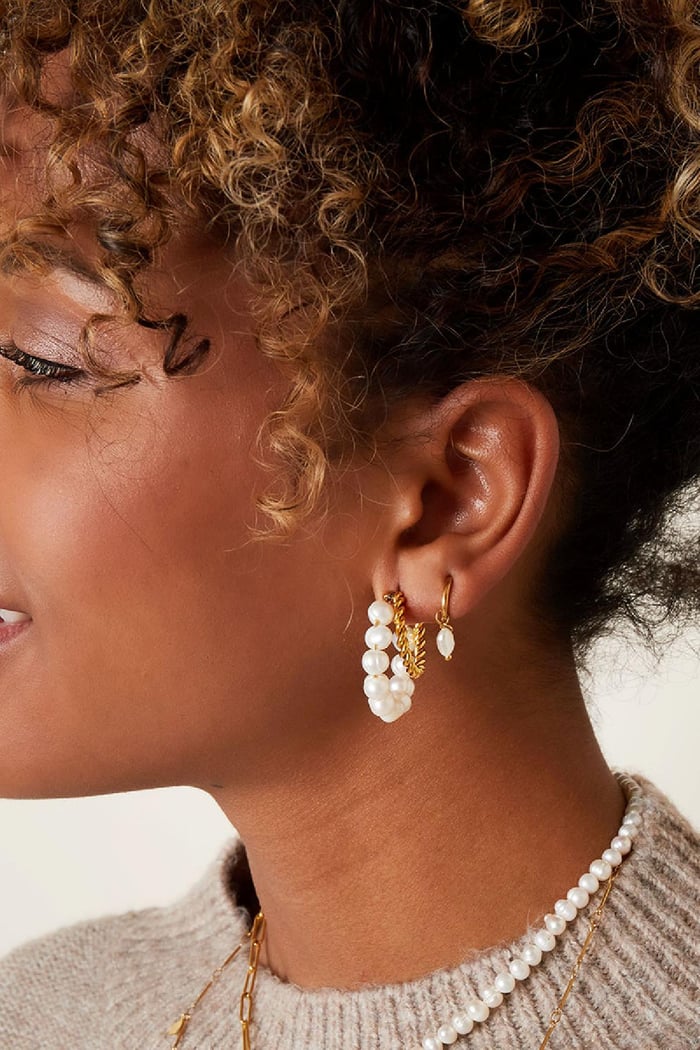 Earrings sweet water pearl Silver Color Stainless Steel Picture3