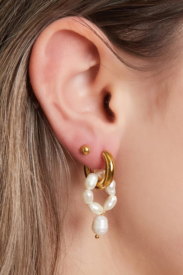 Stainless steel earrings pearls Silver Immagine2