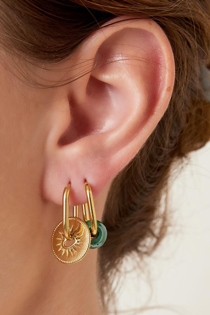 Orecchini in acciaio inossidabile con moneta cuore Gold Stainless Steel Immagine3