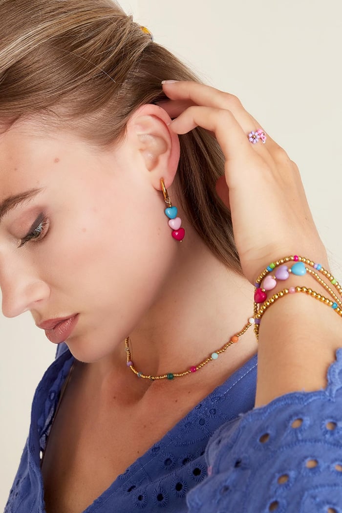 Bunte Herz-Ohrringe - #summergirls-Kollektion Rosa Edelstahl Bild2