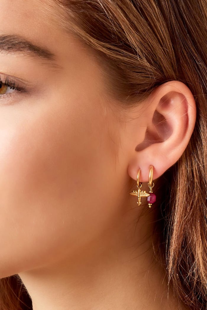 Boucles d'oreilles avec breloque avion Argenté Acier inoxydable Image3