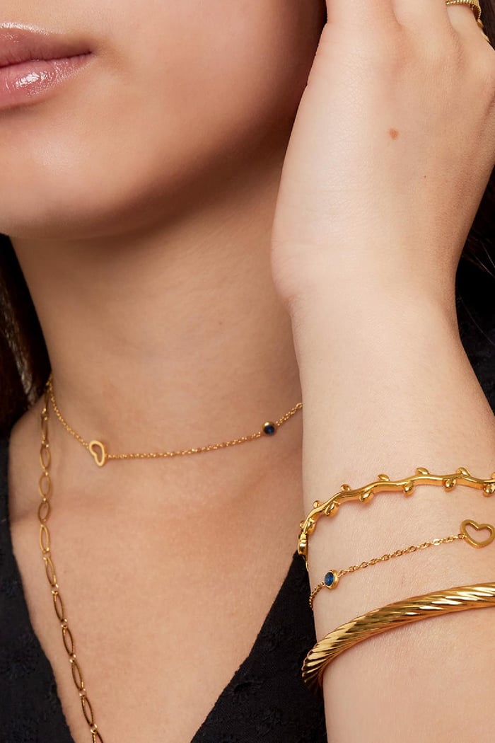 Geboortesteen armband januari Goud kleur Rood Stainless Steel Afbeelding6
