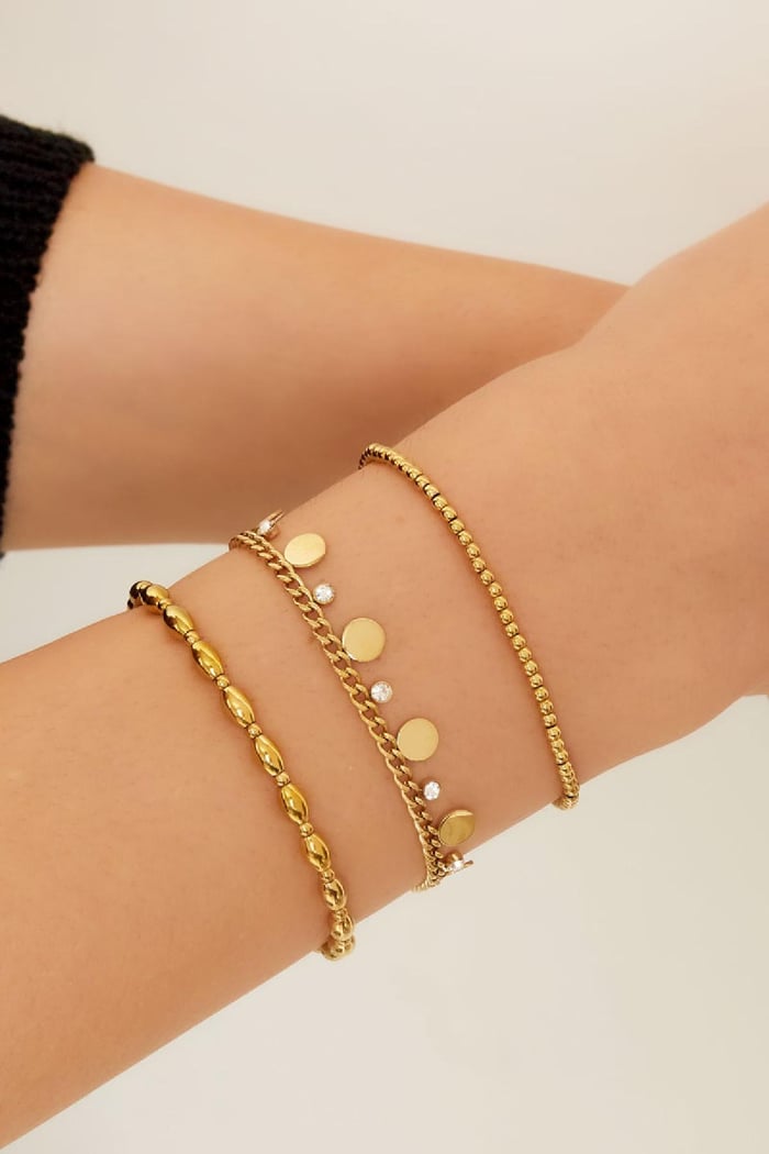 Bracelet cercles avec strass Couleur or Acier inoxydable h5Image2