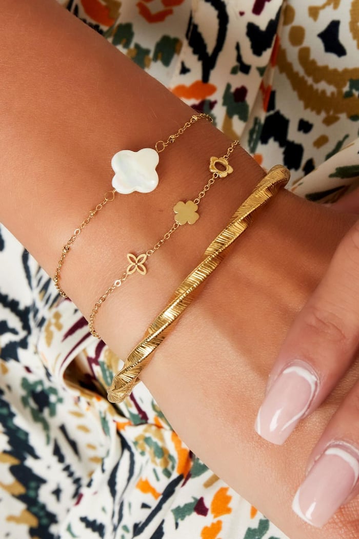 Armband met drie verschillende bloemetjes Zilver Stainless Steel h5Afbeelding2