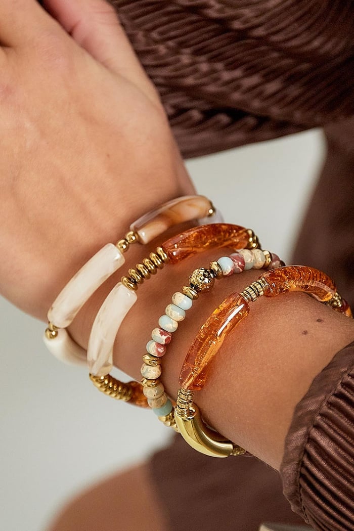 Cuentas de pulsera de tubo Gris y Color dorado Acrílico h5Imagen3