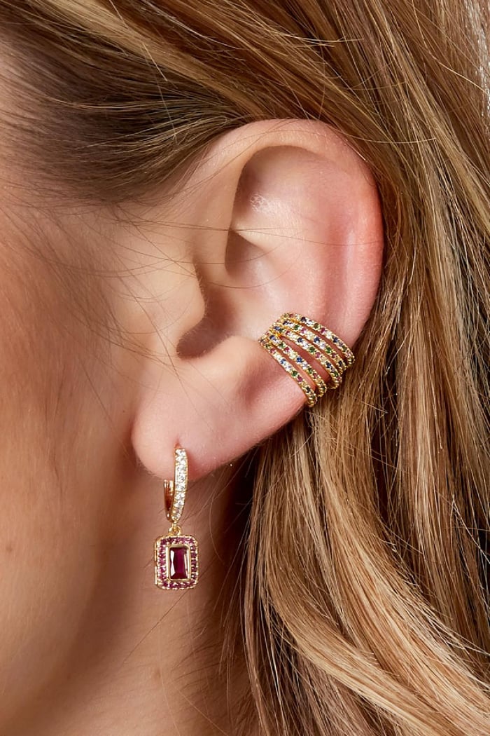 Ear cuff strass Goud kleur Koper h5Afbeelding3