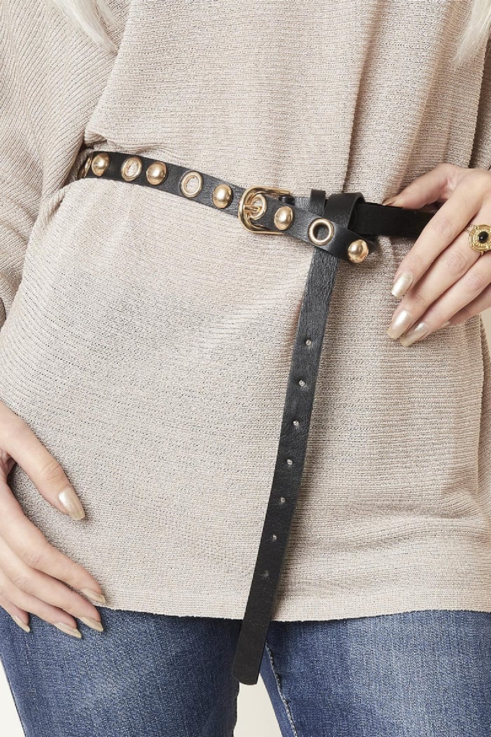 Belt Eyelet Stud Black PU h5Picture3