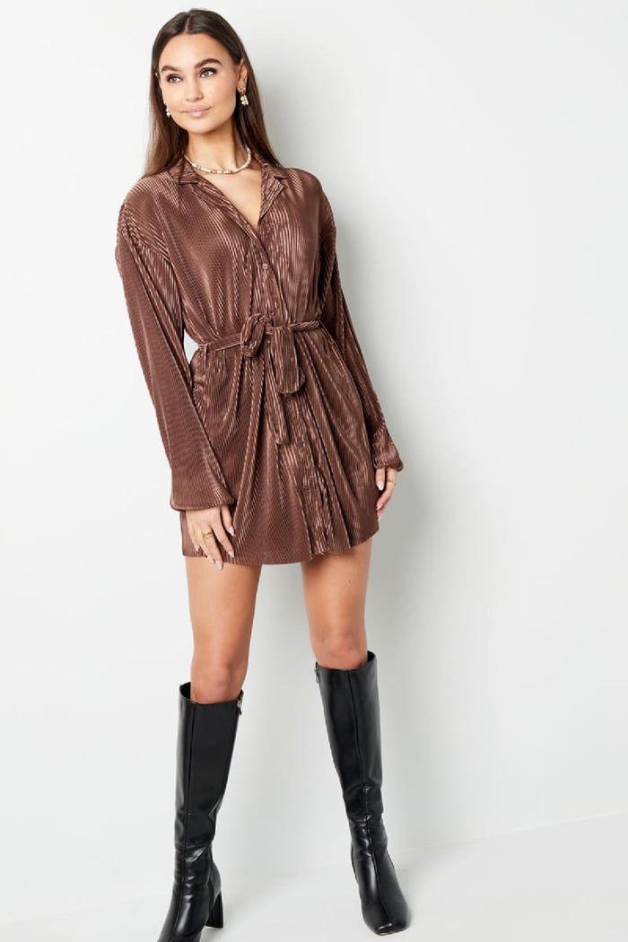 Kleid mit Rippstruktur Braun S Bild5