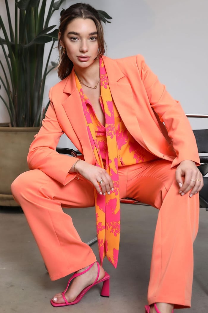 Schlichter Basic-Blazer Lachsfarben S Bild3