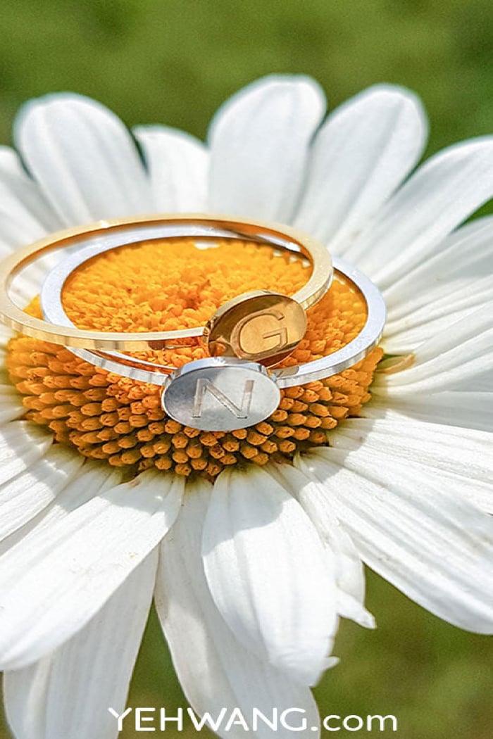 Ring Initials A #16 Gold Color Stainless Steel Picture5