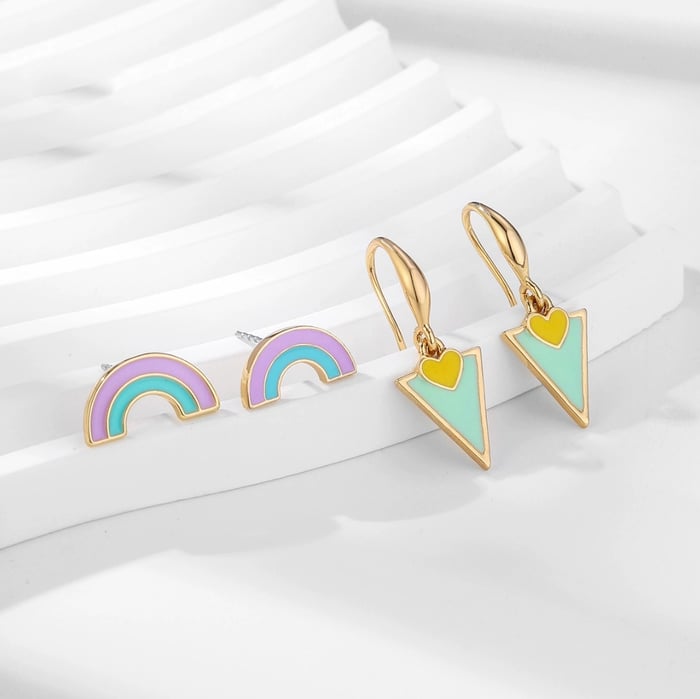 1 Pair Romantic Series Color of Macaron Rainbow Shape Drop Oil Alloy Women's Drop Earrings h5Picture2