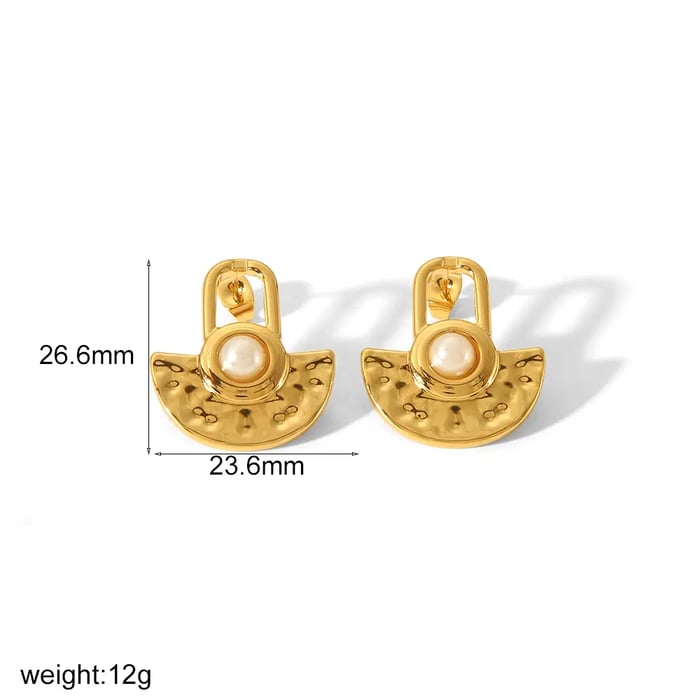 1 Paar personalisierte, modische Ohrringe aus 18 Karat vergoldetem Edelstahl mit geometrischem, gehämmertem Naturstein für den Alltag von Damen
