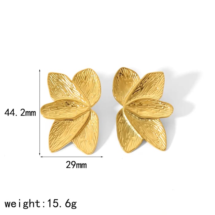 1 pair of personalized fashion  gold-plated stainless steel metal flower leaf earrings for women's jewelry for daily wear