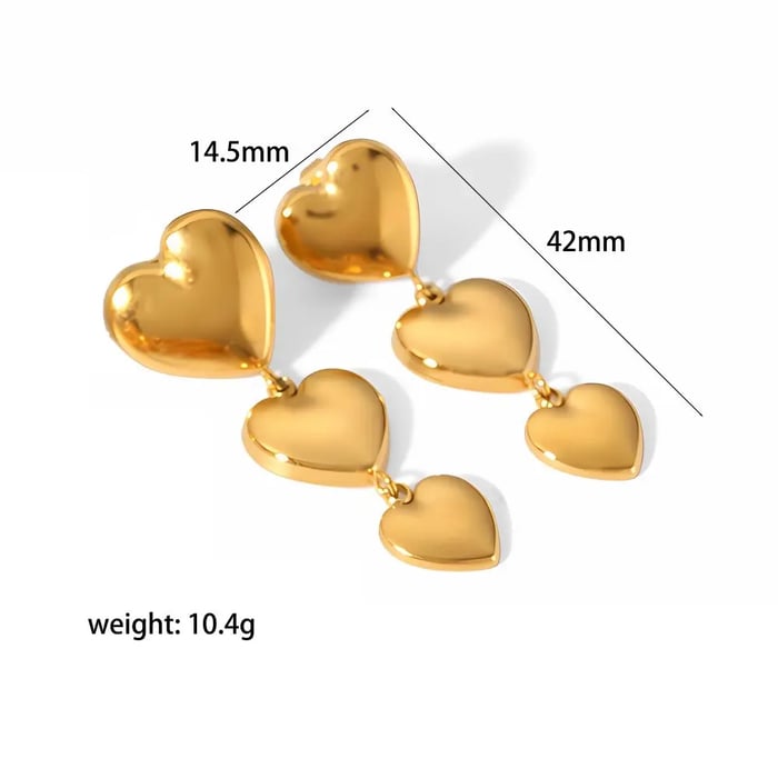 1 pair of classic fashion  gold-plated stainless steel geometric shiny heart-shaped earrings for women's jewelry for daily wear Picture2