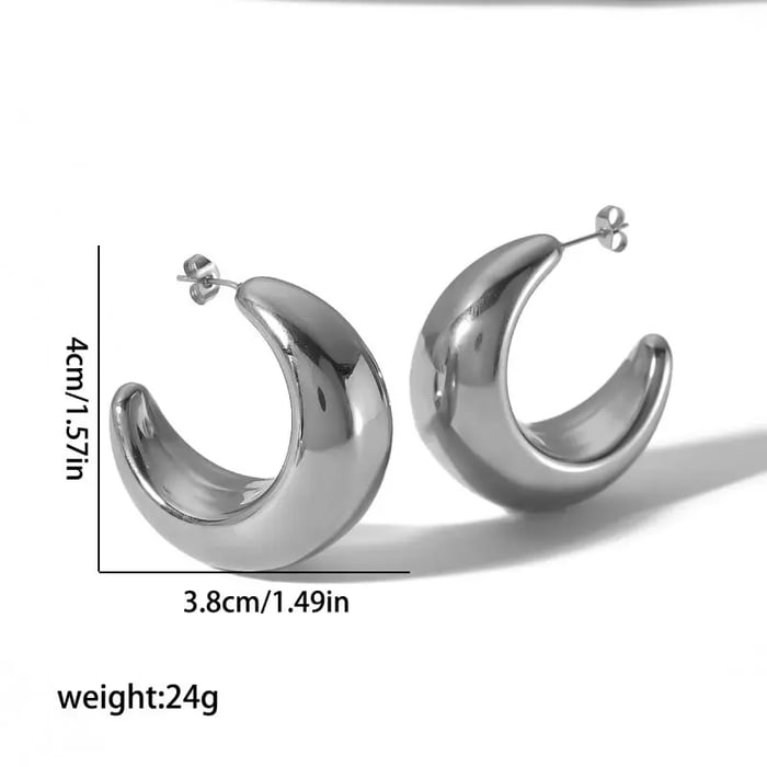 1 pair of classic fashion  gold-plated stainless steel oversized crescent hollow earrings for women's jewelry for daily wear Picture2