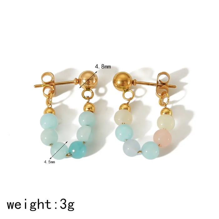 1 Paar exquisite und modische 18 Karat vergoldete Edelstahl-Kristallperlen-Kettenohrringe für Damenschmuck zum täglichen Tragen Bild2